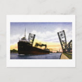 Carte Postale Un cargo Vide Passant Le Pont Bascule, Serrure Soo (Devant)