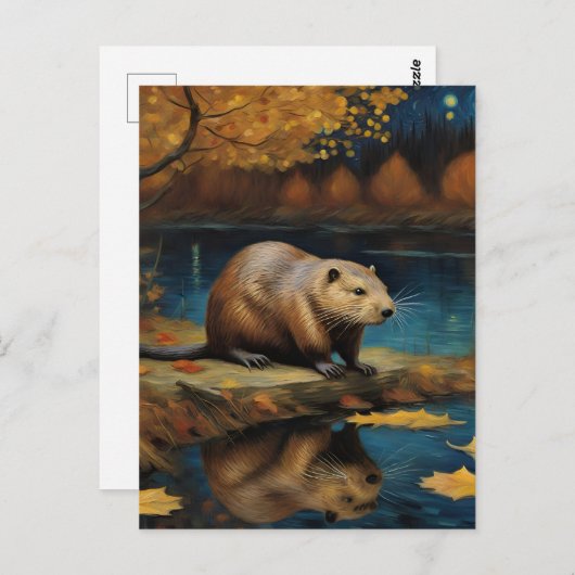 Carte Postale Un castor par Van Gogh (Devant / Derrière)