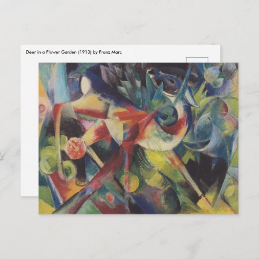 Carte Postale Un cerf dans un jardin fleuri par Franz Marc, Art  (Devant / Derrière)