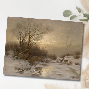 Carte Postale Un cerf dans un paysage hivernal - Désiré Thomassi