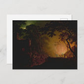 Carte Postale Un chalet en feu la nuit Joseph Wright de Derby (Devant / Derrière)