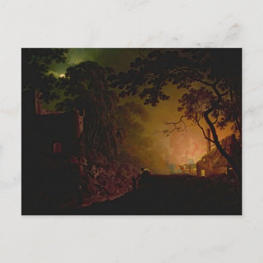 Carte Postale Un chalet en feu la nuit Joseph Wright de Derby (Devant)