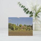Carte Postale Un champ cultivé devant des maisons à toit de chau (Debout devant)