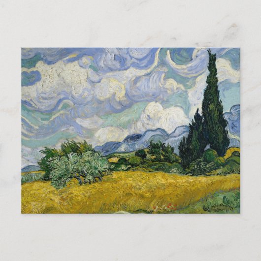 Carte Postale Un champ de blé avec cyprès Van Gogh (Devant)