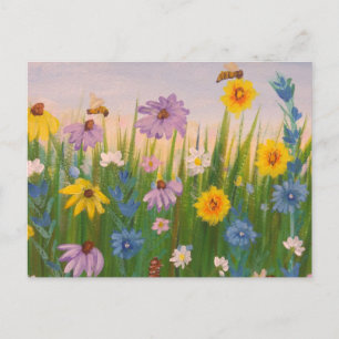 Carte Postale Un champ de fleurs sauvages
