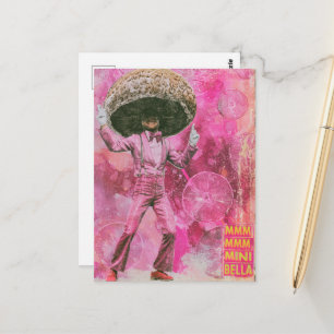 Carte Postale Un champignon de danse rétro rose mmm mmm idiot