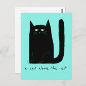 Carte Postale Un chat au-dessus du reste mignon Humour chat noir (Devant / Derrière)
