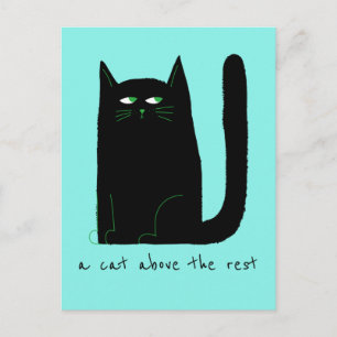 Carte Postale Un chat au-dessus du reste mignon Humour chat noir