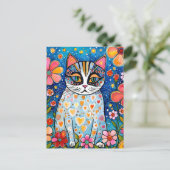 Carte Postale Un chat coloré (Debout devant)