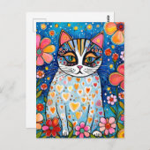 Carte Postale Un chat coloré (Devant / Derrière)