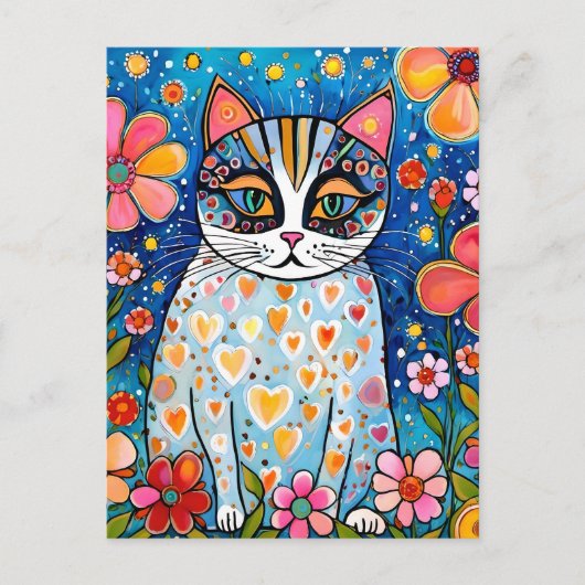 Carte Postale Un chat coloré (Devant)