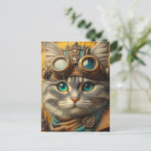 Carte Postale un chat gris steampunk adorable (Debout devant)