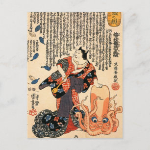 Carte Postale Un chat habillé en femme tapant sur la tête