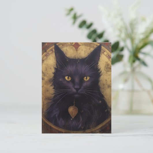 Carte Postale Un chat noir (Debout devant)