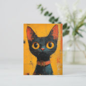 Carte Postale Un chat noir adorable (Debout devant)