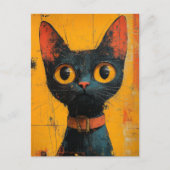 Carte Postale Un chat noir adorable (Devant)