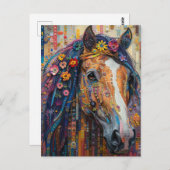 Carte Postale Un Cheval Floral (Devant / Derrière)