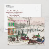 Carte Postale Un Cheval Open Sleigh Vintage Noël (Devant / Derrière)