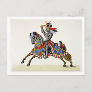 Carte Postale Un chevalier à un tournoi, assiette de "Une histoi