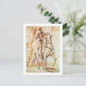 Carte Postale Un chevalier monté en armure (stylo et encre sur p (Debout devant)