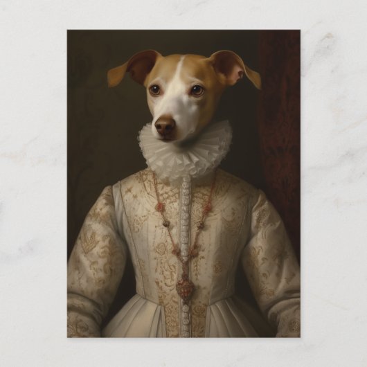 Carte Postale Un chien en robe renaissance (Devant)