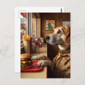 Carte Postale Un chien mignon au Diner (Devant / Derrière)