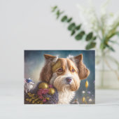 Carte Postale Un chien mignon avec une biche en or (Debout devant)