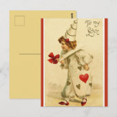 Carte Postale Un clown amoureux vintage (Devant / Derrière)