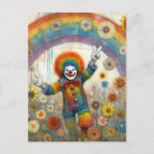 Carte Postale Un clown mignon dans une prairie arc-en-ciel (Devant)