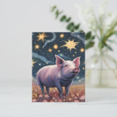 Carte Postale Un cochon dans la Nuit étoilée (Debout devant)