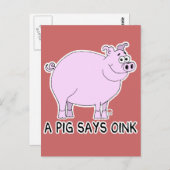 Carte Postale Un Cochon Dit Rose (Devant / Derrière)