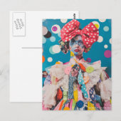 Carte Postale Un collage de dame à la mode à pois (Devant / Derrière)