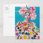 Carte Postale Un collage de dame à pois à la mode (Devant / Derrière)