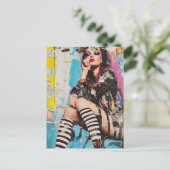 Carte Postale Un collage de dame de mode grunge (Debout devant)