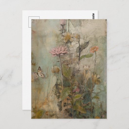 Carte Postale Un collage de fleurs mignonnes (Devant / Derrière)