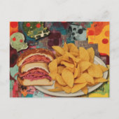 Carte Postale Un collage de sandwich et de frites (Devant)