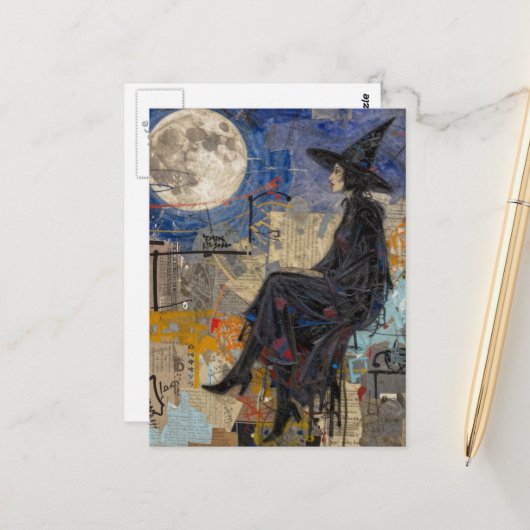 Carte Postale Un collage de sorcière (Devant/Arrière en situation)