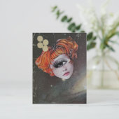 Carte Postale Un collage en techniques mixtes avec un visage ave (Debout devant)