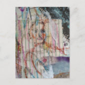Carte Postale Un collage en techniques mixtes avec un visage jol (Devant)