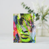 Carte Postale Un collage en techniques mixtes avec un visage ver (Debout devant)