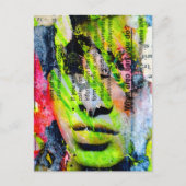 Carte Postale Un collage en techniques mixtes avec un visage ver (Devant)