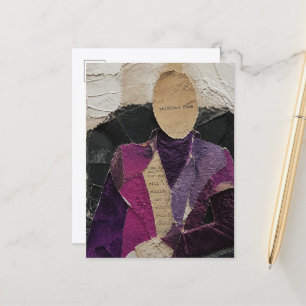Carte Postale Un collage en techniques mixtes de papier déchiré
