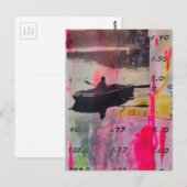 Carte Postale Un collage en techniques mixtes rose et jaune de b (Devant / Derrière)