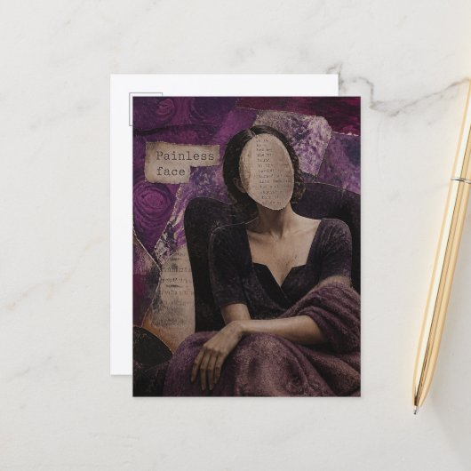 Carte Postale Un collage mixte de visage indolore (Devant/Arrière en situation)