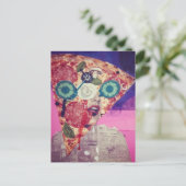 Carte Postale Un collage multimédia drôle avec un visage de pizz (Debout devant)