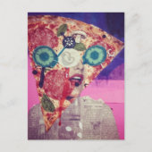Carte Postale Un collage multimédia drôle avec un visage de pizz (Devant)