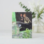 Carte Postale Un collage rétro de couple sur fond vert (Debout devant)