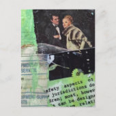 Carte Postale Un collage rétro de couple sur fond vert (Devant)