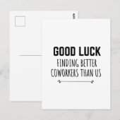 Carte Postale Un collègue drôle part pour elle (Devant / Derrière)