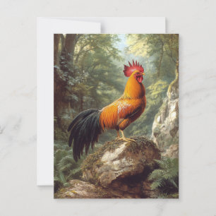 Carte Postale Un coq dans un paysage de jungle